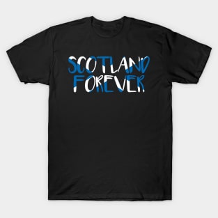 SCOTLAND FOREVER, Scottish Flag Text Slogan T-Shirt